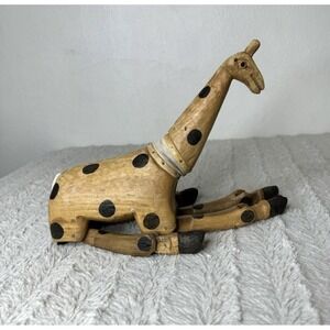 Vintage‎ Wooden Folk Art Giraffe Swinging Shelf Sitter Legs Moving Neck Figure
